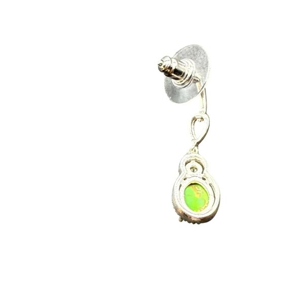 STS 925 Sterling Green Turquoise Dangle Drop Earrings - Picture 5 of 6